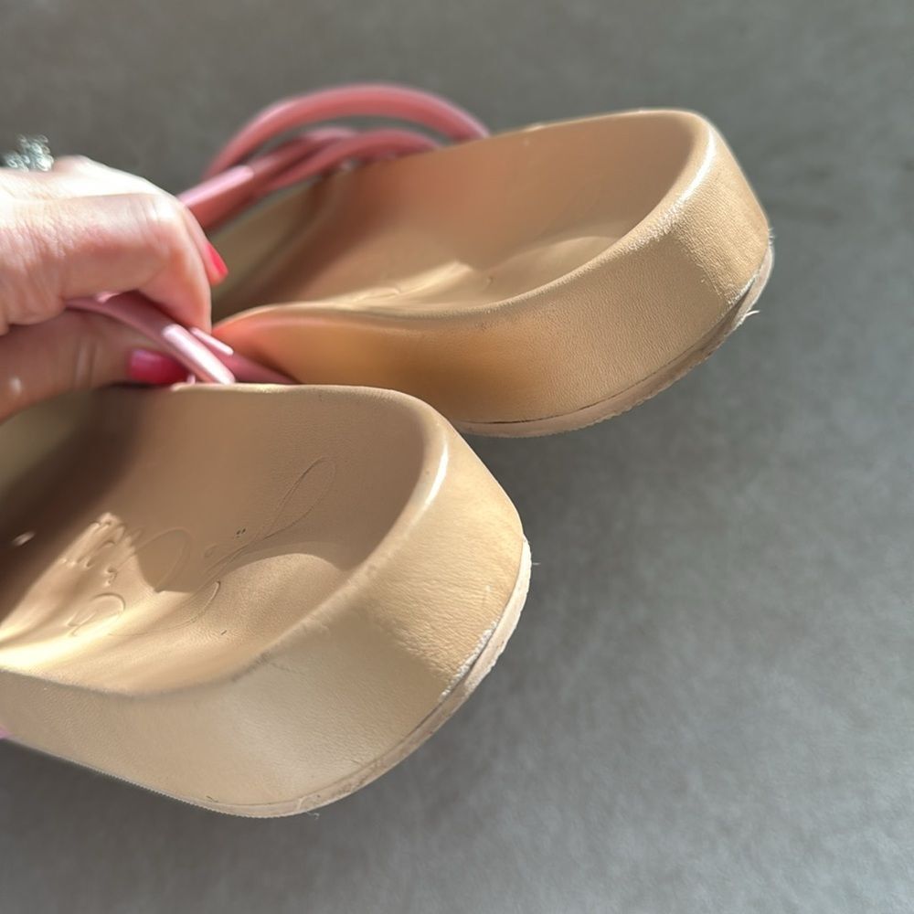 J. Crew Sz 9 Cream & Pink Slides - image 4